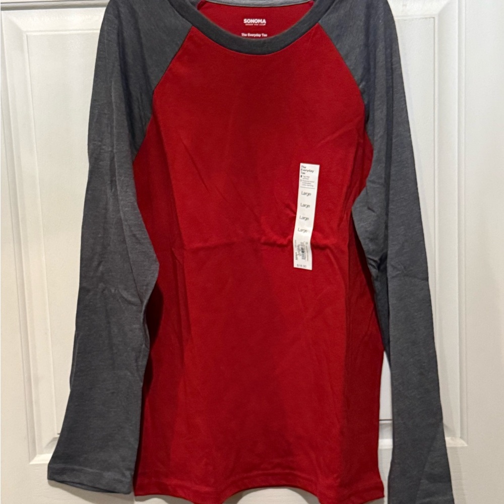 Sonoma Boys Sz L Burgundy and Gray Raglan Sleeve “Everyday Tee” NWT